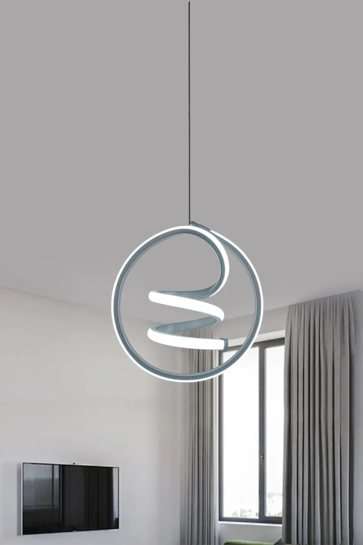 DOLBOVI Modern pendant Led chandelier silver gray case white light