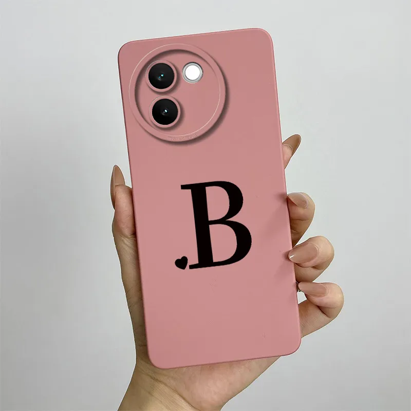 For Vivo V30e Case Vivo V30E 5G V2340 V2339 Phone Case Cute Initial Letters ShockProof Matte Silicone Soft Protective Back Cover