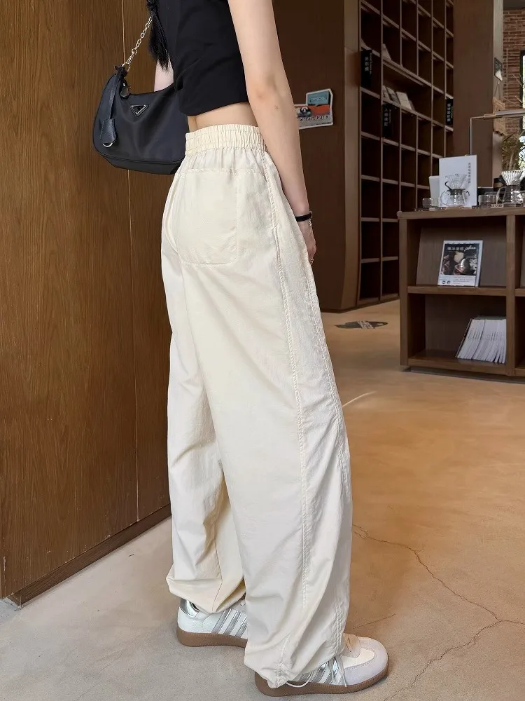 

High Waist Wide Leg Pants Women's Summer Thin Loose Casual Sun Protection Qui Dry Sports Workwear Trousers Korean Sle