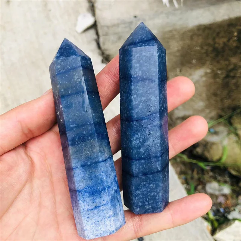 Blue Aventurine Wand Point Natural Stone Quartz Polished Crystal Healing Gemstone Craft Reiki Home Decoration