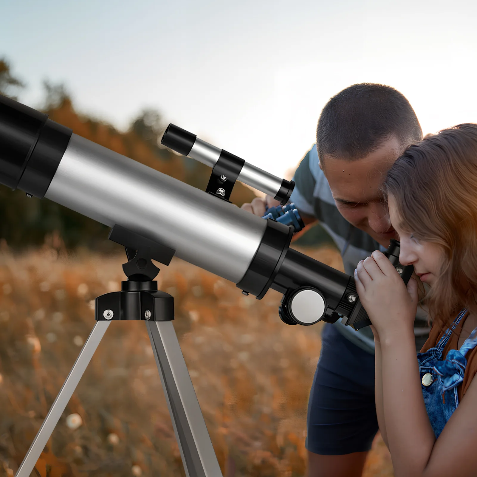 

Portable Refractor Telescope With Tripod Adjustable For Stargazing Astronomy Space Observation Durable Aluminum Alloy Lens