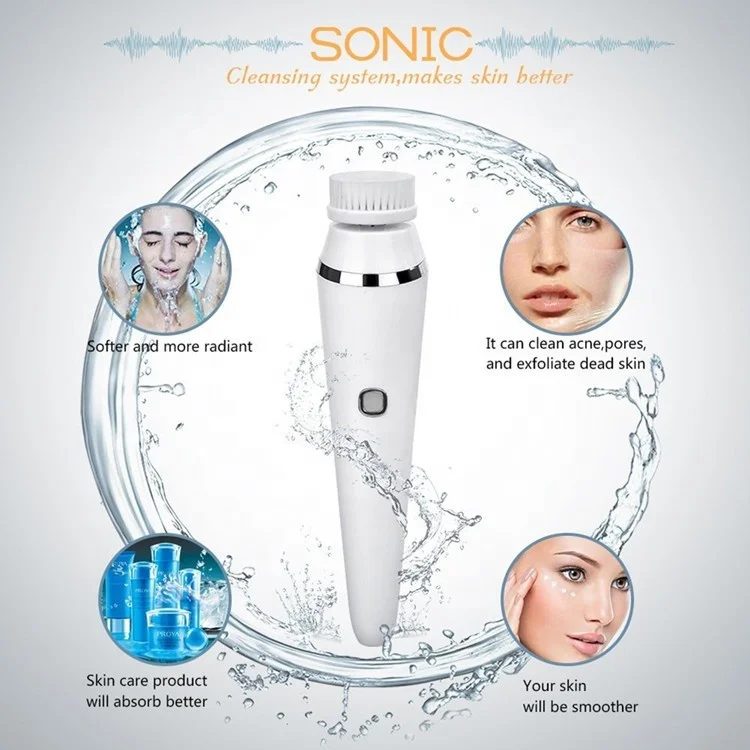 Electric Face Beauty Clean Silicon Cleanser Face Washing Cleaning Scrubber Sonic Silicone Facial Brush