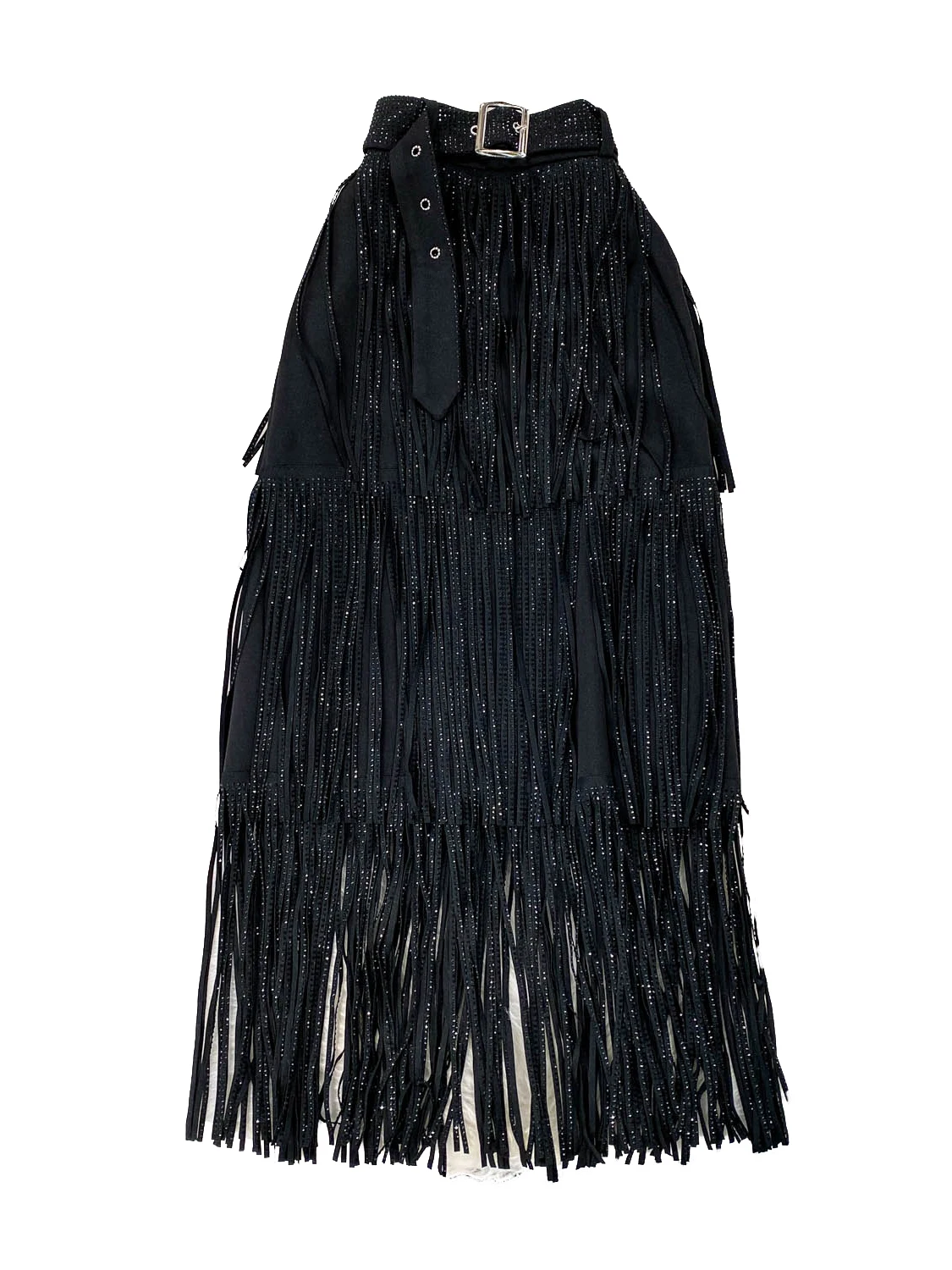 Długa spódnica midi z wysokim stanem, frędzlami i dżetami w kształcie gwiazdek, wyszczuplająca spódnica w kształcie litery A dla kobiet, letnia moda.