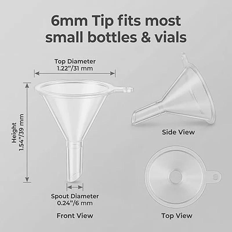 5/10/20/30/50Pcs Precision Mini Funnels 6mm Narrow Spout Essential Oils Clear Plastic Funnel For Perfume DIY & Small Bottle
