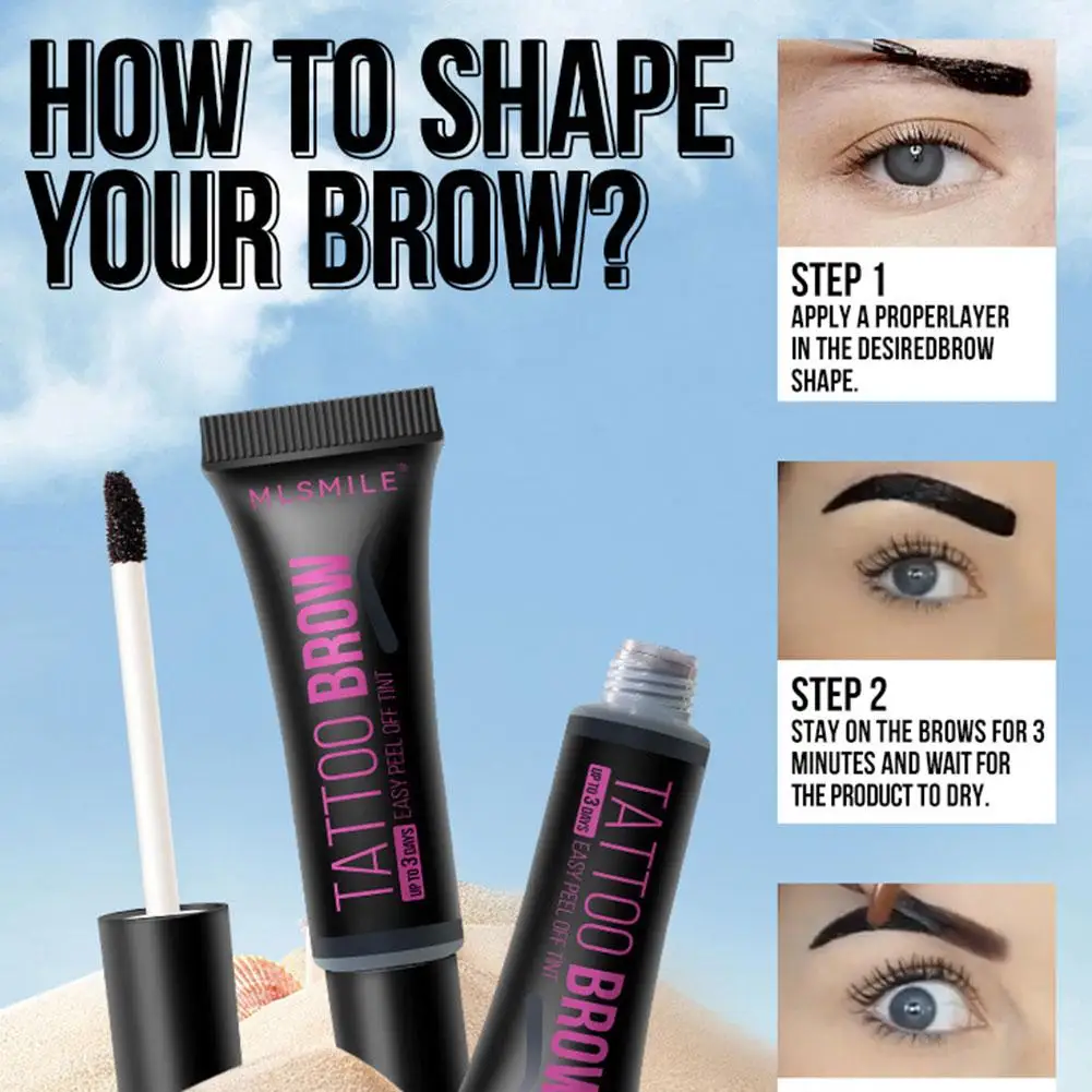 Eye Brow Tattoo Tint, Peel Off Sobrancelha Creme Up, Eyeliner Freckles, Faça Enhancer Gel, Cosmetic Dye Tool, impermeável, 3 cores, J9J0