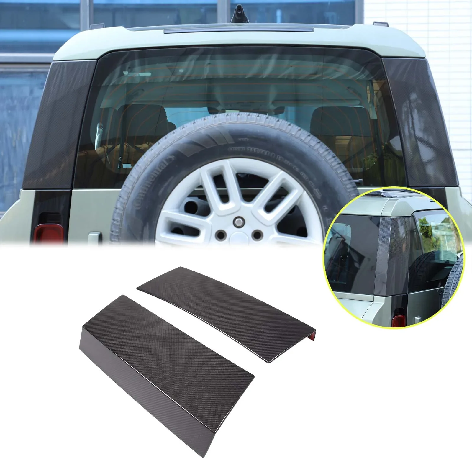 

For Land Rover Defender 110 2020-2024 Real Carbon Fiber Car Tail Door Glass Side Decorative Covers Exterior Molding Accessories