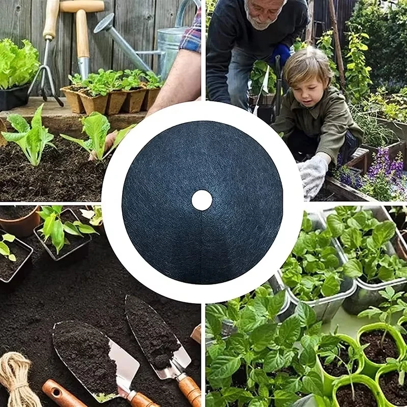 Non-Woven Tree Mulch Ring Weeding Barrier, Protector Mat, Plant Cover, Anti Grass, Gardening Fabric Weed Control, 15cm-82cm