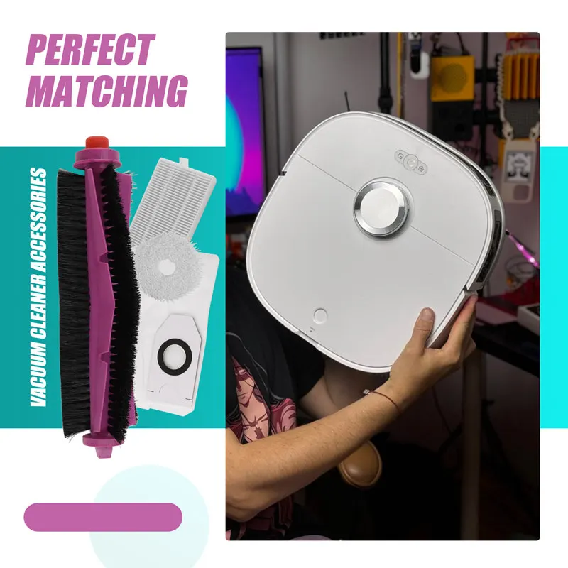 18 peças para midea v12/eureka j12 ultra aspirador de pó peças de reposição escova lateral principal filtro hepa esfregão pano saco de pó