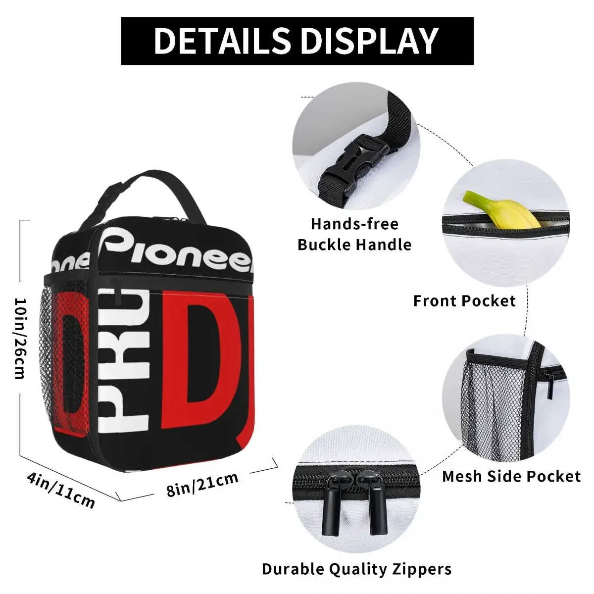 Insulated Lunch Bag PIONEER PRO DJ Lunch Box Tote Food Handbag