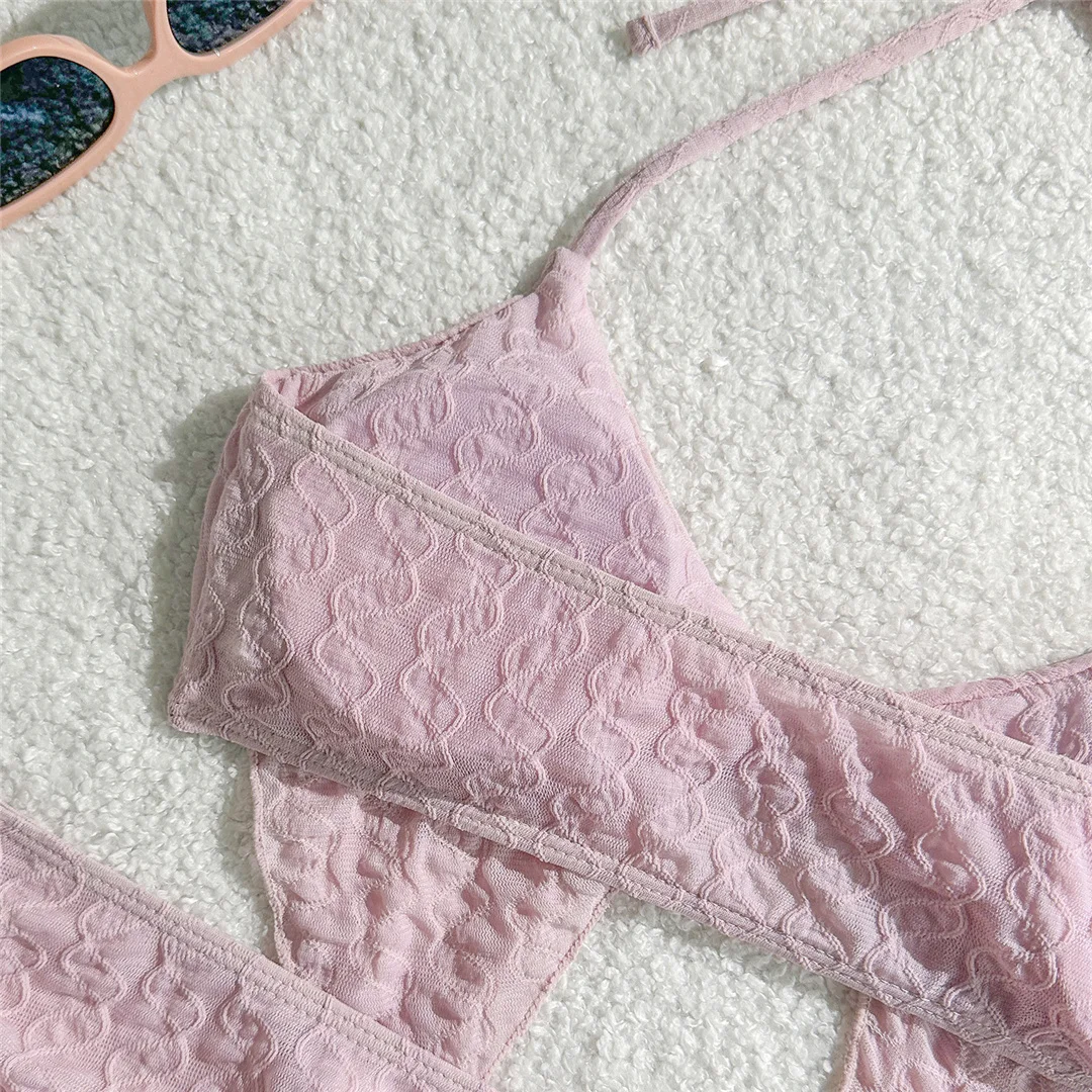 Mit Rock, Neckholder-Bikini, Damen-Badeanzug, dreiteiliges Bikini-Set, Damen-Badebekleidung, brasilianischer Badeanzug mit Polsterung, Badeanzug, Schwimmbekleidung V7071 – Detail 12