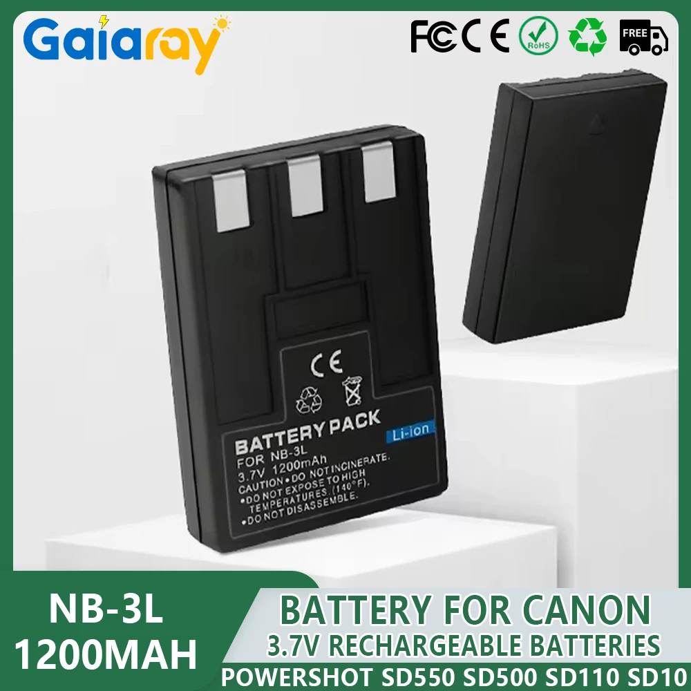 NB-3L NB3L Battery 1200mAh Rechargeable Batteries for Canon Powershot SD550 SD500 SD110 SD100 SD10 Digital IXUS 700 750 I5 30