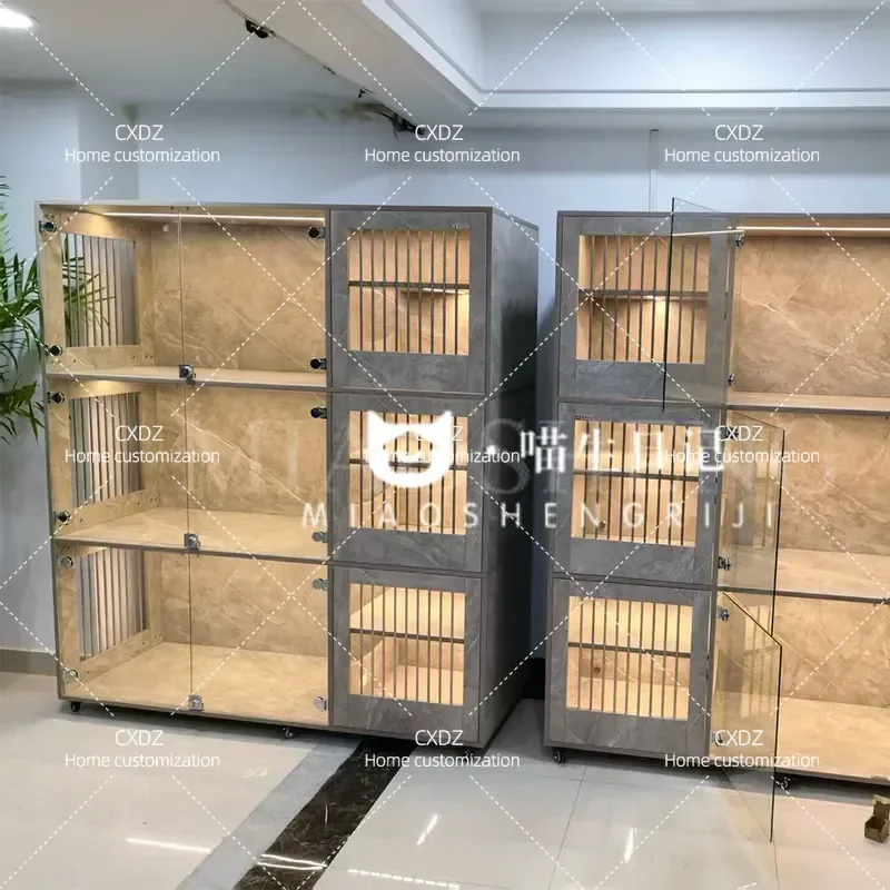 Solid Wood Cat House Villa Breeding Cage Pet Shop Display Cabinet Pet Furniture