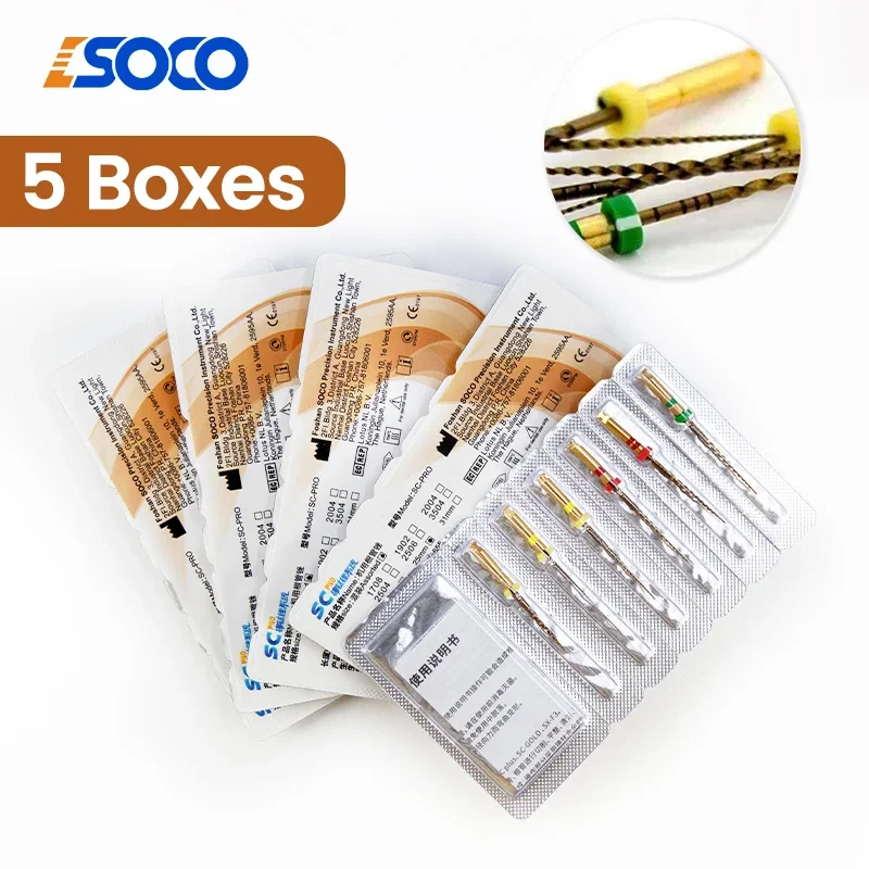 COXO SC-PRO Dental Canal Files 5Boxes Thermally Activated NiTi for Rotary Cutting, Enhanced Fatigue Resistance and Durability