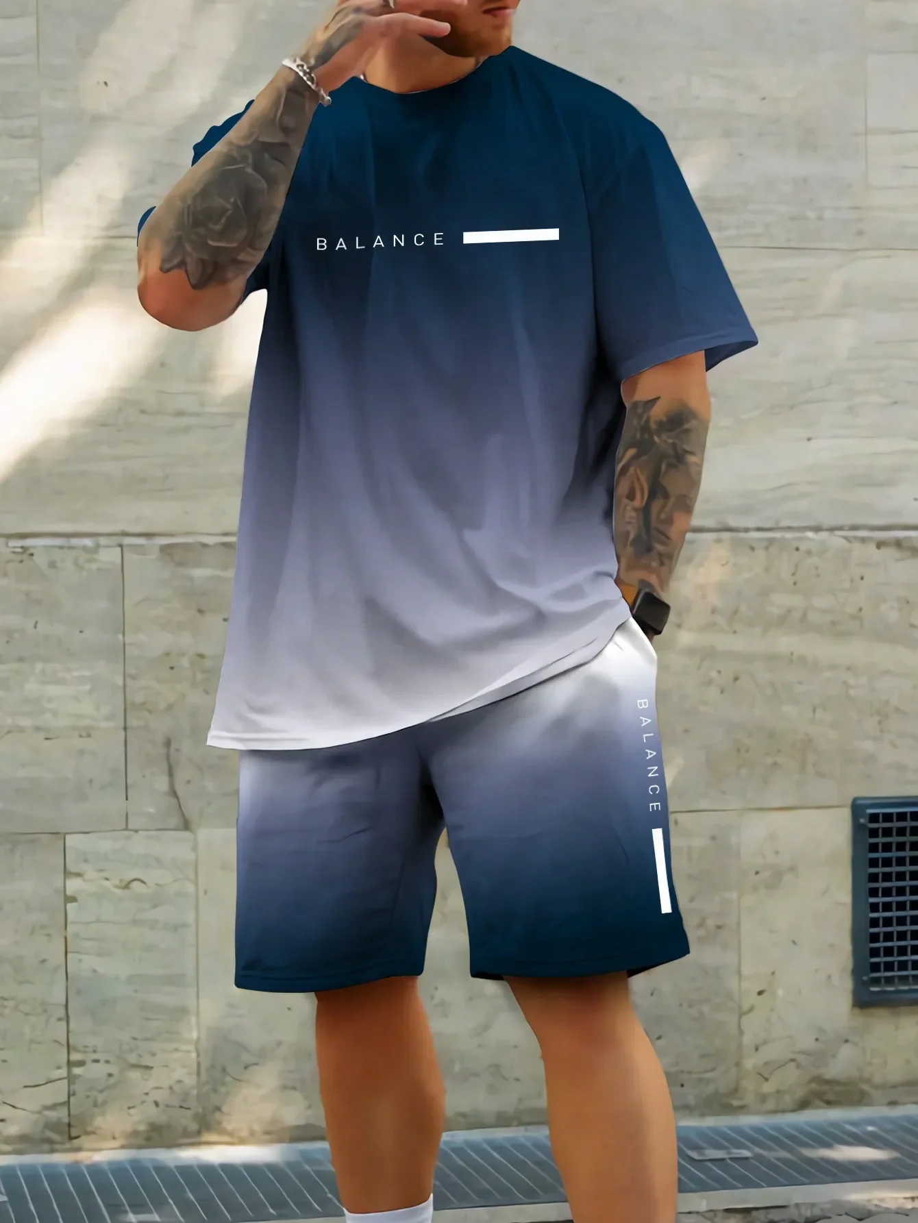 Abito sfumato da uomo 2 Set t-shirt e pantaloncini casual a maniche corte con monogramma sfumato estivo da uomo leggendario