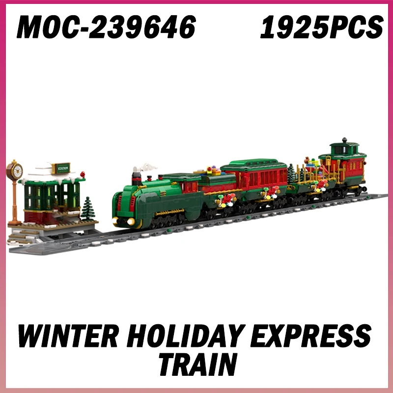 

1925 шт. MOC-239646 зимний праздник экспресс-поезд Рождественская серия модель строительные блоки кирпичи креативная игрушка детский рождественский подарок