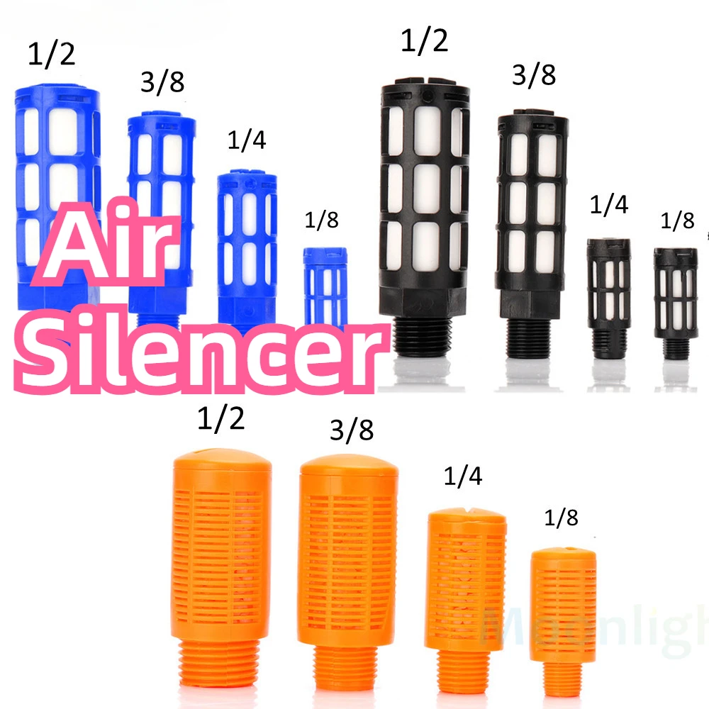 1 5 10pcs Air Silencer Plastic Exhaust Muffler Pneumatic 1/8 1/4 1/2 Male Thread Absorb Noise Filter Slip Lock for Misting Pump