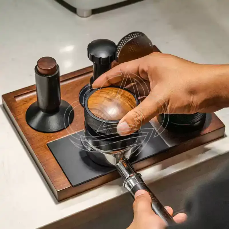 Universal Size Espresso Tamper Holder Wooden Handle Coffee Distributor Pressing Support Base
