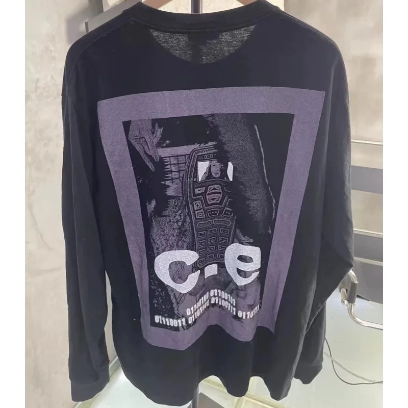 

C. E Long Sleeved Tshirt Mobile Phone Pattern Print Cavempt T-shirt Casual Loose Fit Men Women T Shirt Top