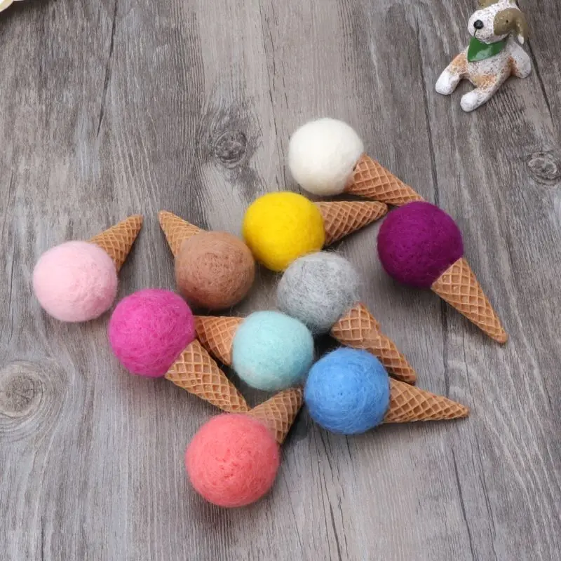 Ice Cream Felt Wool Beads Balls Valentines Photo Props Party SuppliesDecor