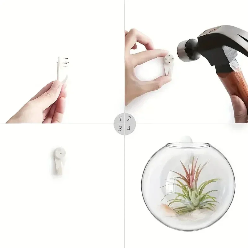 2/4/6er-Pack Wandbehang aus Glasterrarium – selbstbewässernde Hydrokultur-Pflanzgefäße für die Heim- und Bürodekoration, handgefertigte runde Kristallvase – Detail 9