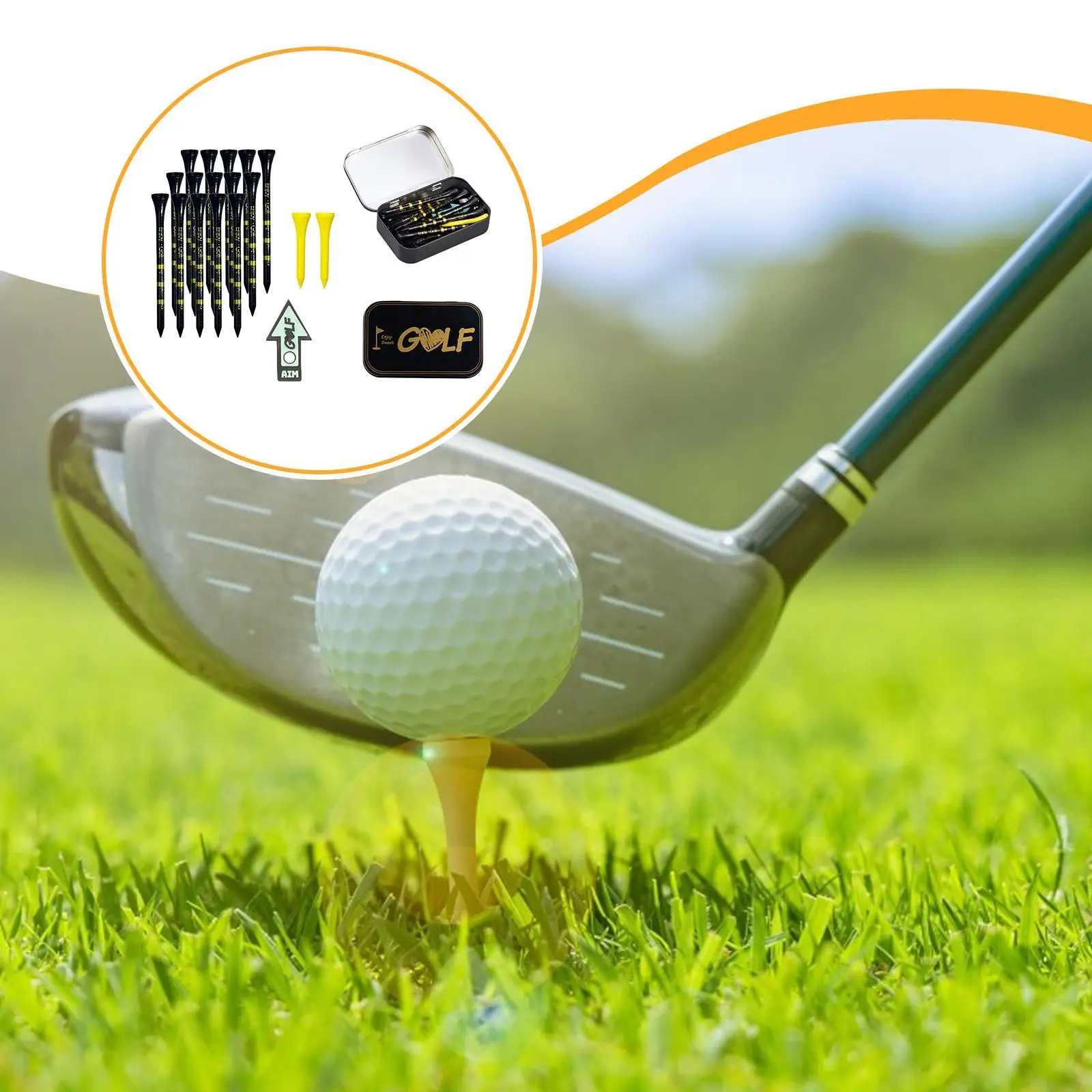 Golf Tees Bulk with Storage Box Sign Wood Tees Outdoor Practical Golf Training Tool for Driving Putting Chipping Golf