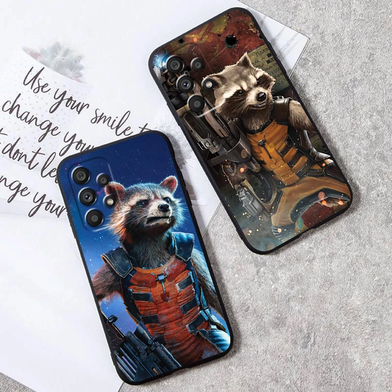 Marvel Rocket Raccoon Hero For Samsung Note 20 10 Ultra Plus A31 A14 A12 A70 A34 A25 A04 A05 A15 A24 5G Black TPU Phone Case