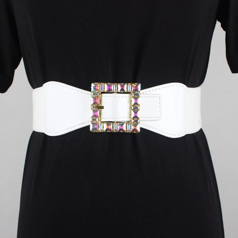 حجر الراين مشد حزام أنثى فتاة مصمم فاخر واسعة مطاطا Cummerbund أحزمة أنيقة للنساء فستان الشرير القوطية حزام الخصر