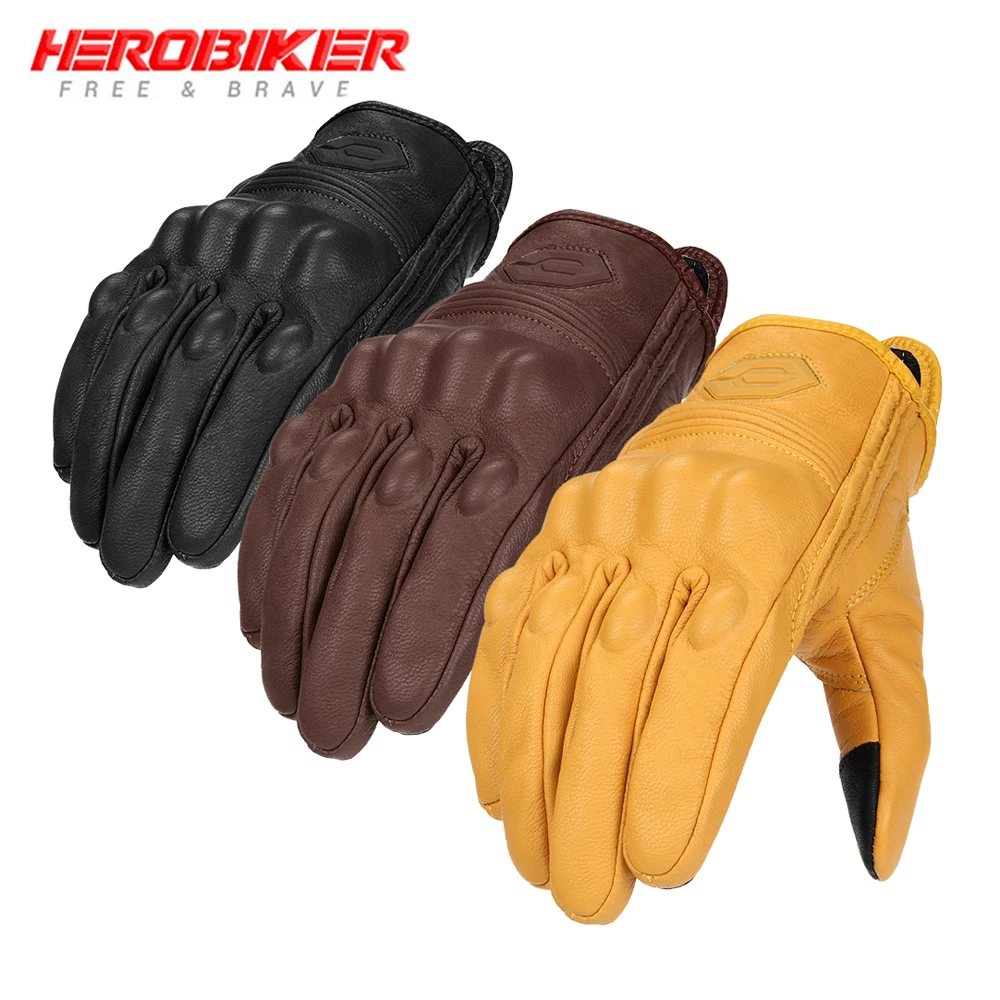 

Motorcycle Riding Gloves Anti Slip And Warm Leather Gloves Touch Screen Anti Drop Full Finger Off-road Racing Protective Gloves