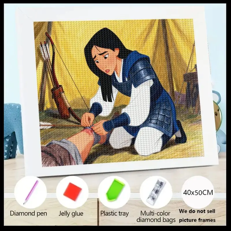 

1PC Disney Mulan Warrior 5D Diamond Painting Kit, Full Drill DIY Gem Art for Adults & Teens, Heroine Crystal Rhinestone Embroide