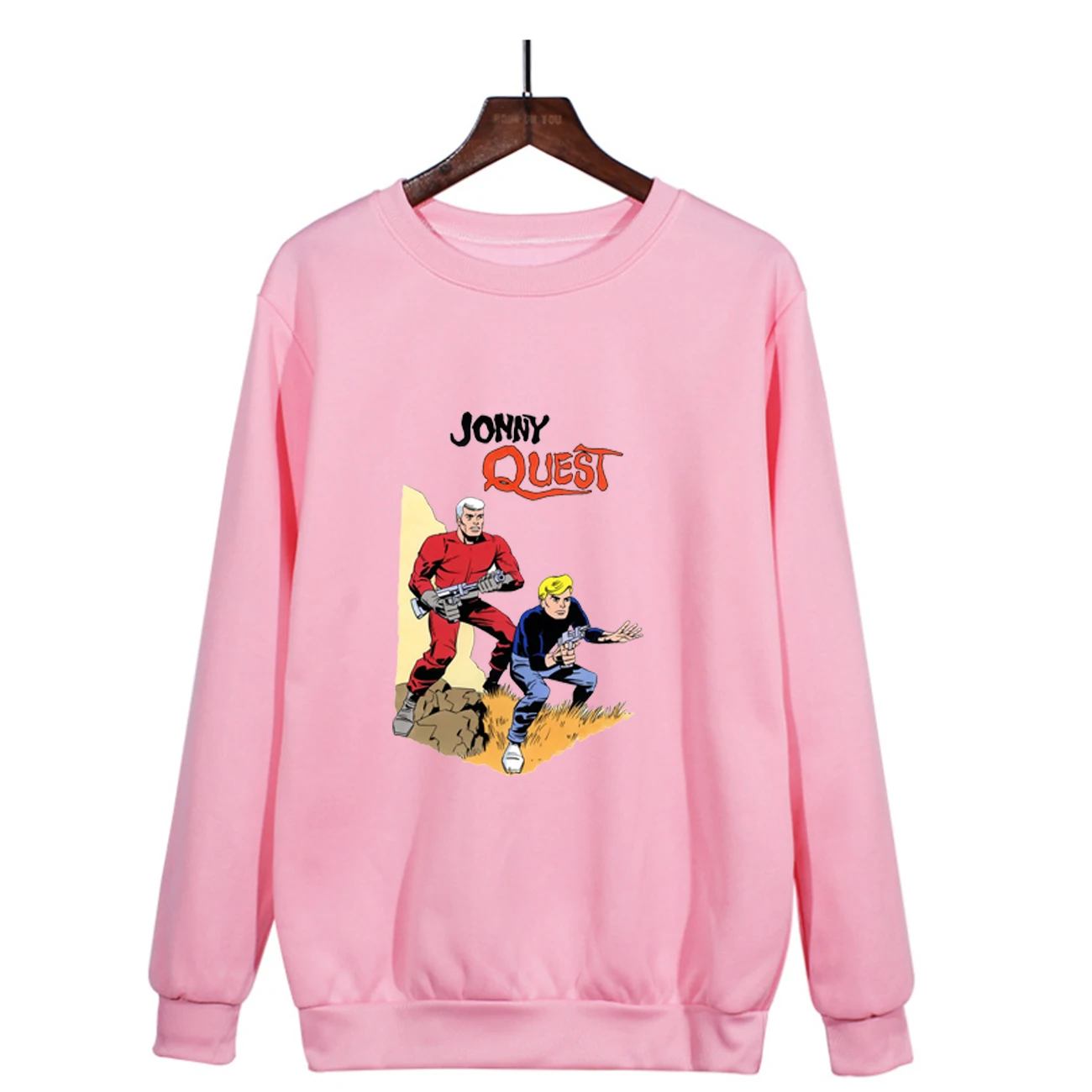 Jonny Quest Printed Long Sleeve Hoodie Casual Round Neck for Men and Women Can Be Pullover Street Wear Everyday Clothing