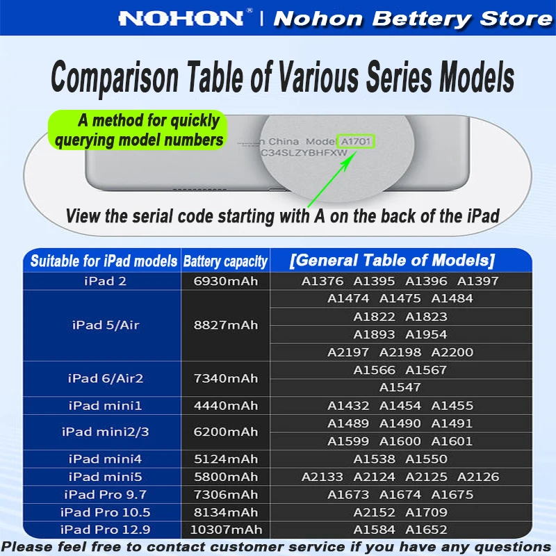 NOHON iPad Battery For Tablet ipad Air2 Air4 Air3 Air5 IPAD6 A1566 A1567 A1547 IPAD 10.5 A2123 IPAD5Lithium Polymer Bateria