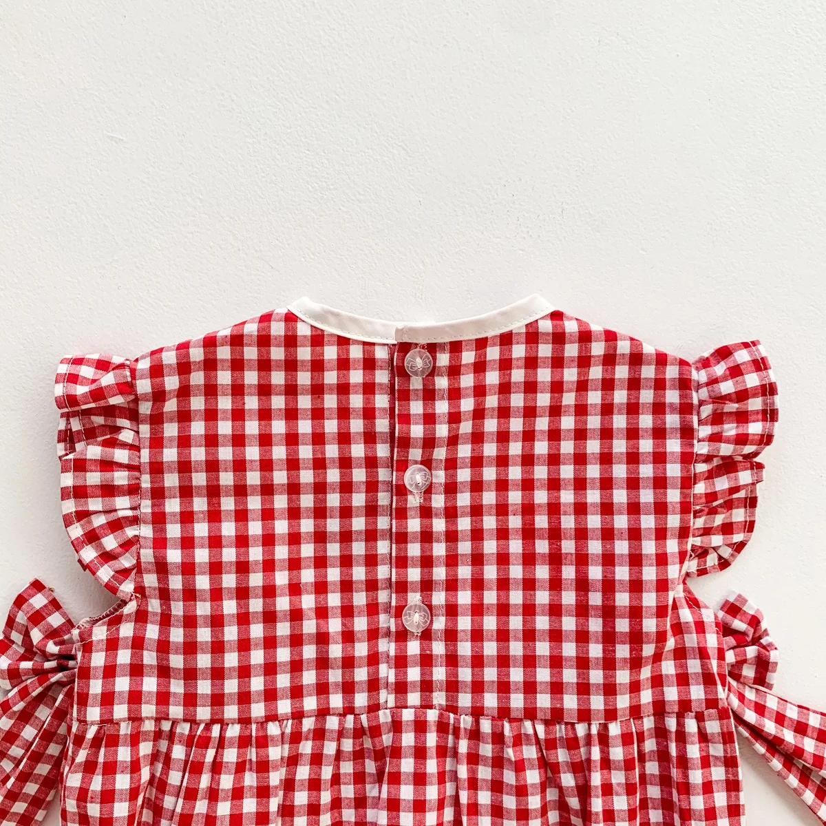 Infant Kids Girls Summer Fly Sleeve Bow Plaid ricamo abiti floreali neonato abbigliamento tute tute regalo fasce