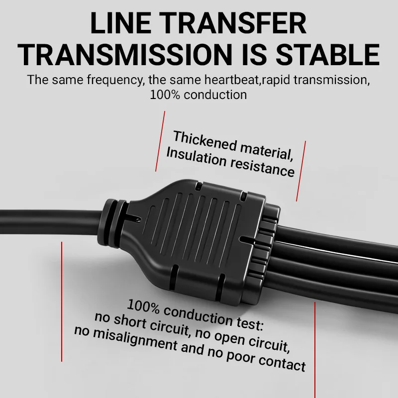 OBD2 16Pin Male To 4 DB9 Female Cable CAN Bus RS232 Serial D-Sub 9Pin Diagnostic Adapter Cable
