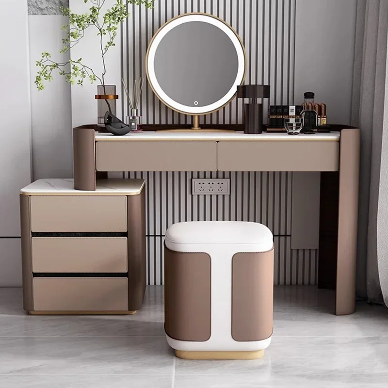 LMM solid wood dresser small apartment rock slab makeup table chest integrated bedroom makeup table