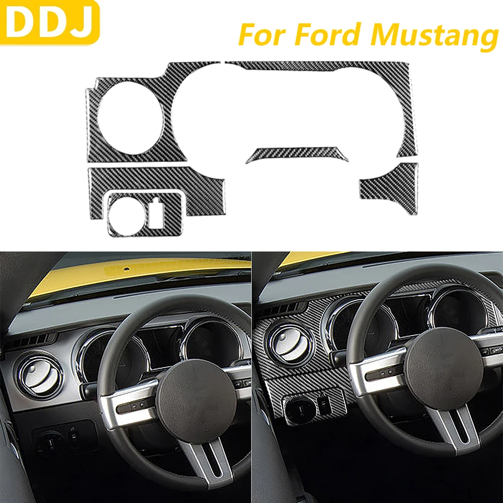 

Для Ford Mustang 2005-2009 инструмент из углеродного волокна, спидометр, вентиляционное отверстие, набор переключателей фар, накладка, автомобильные аксессуары, наклейка