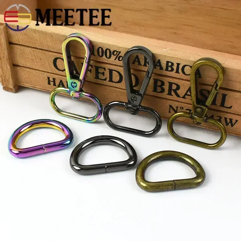 3Sets 20/25/32/38mm Metal D Ring Lobster Clasp Bags Strap Buckles Pet Collar Carabiner Snap Hook DIY KeyChain Bag Part Accessory