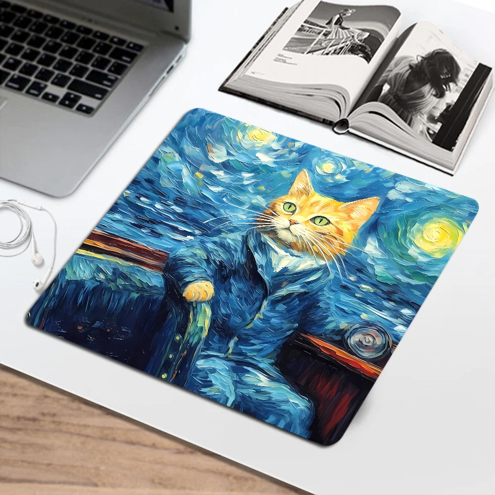 Van Gogh Cat podkładka pod mysz antypoślizgowa podkładka pod mysz do gier podkładka na biurko dla graczy podkładka pod klawiaturę dekoracja podkładka pod mysz akcesoria na biurko