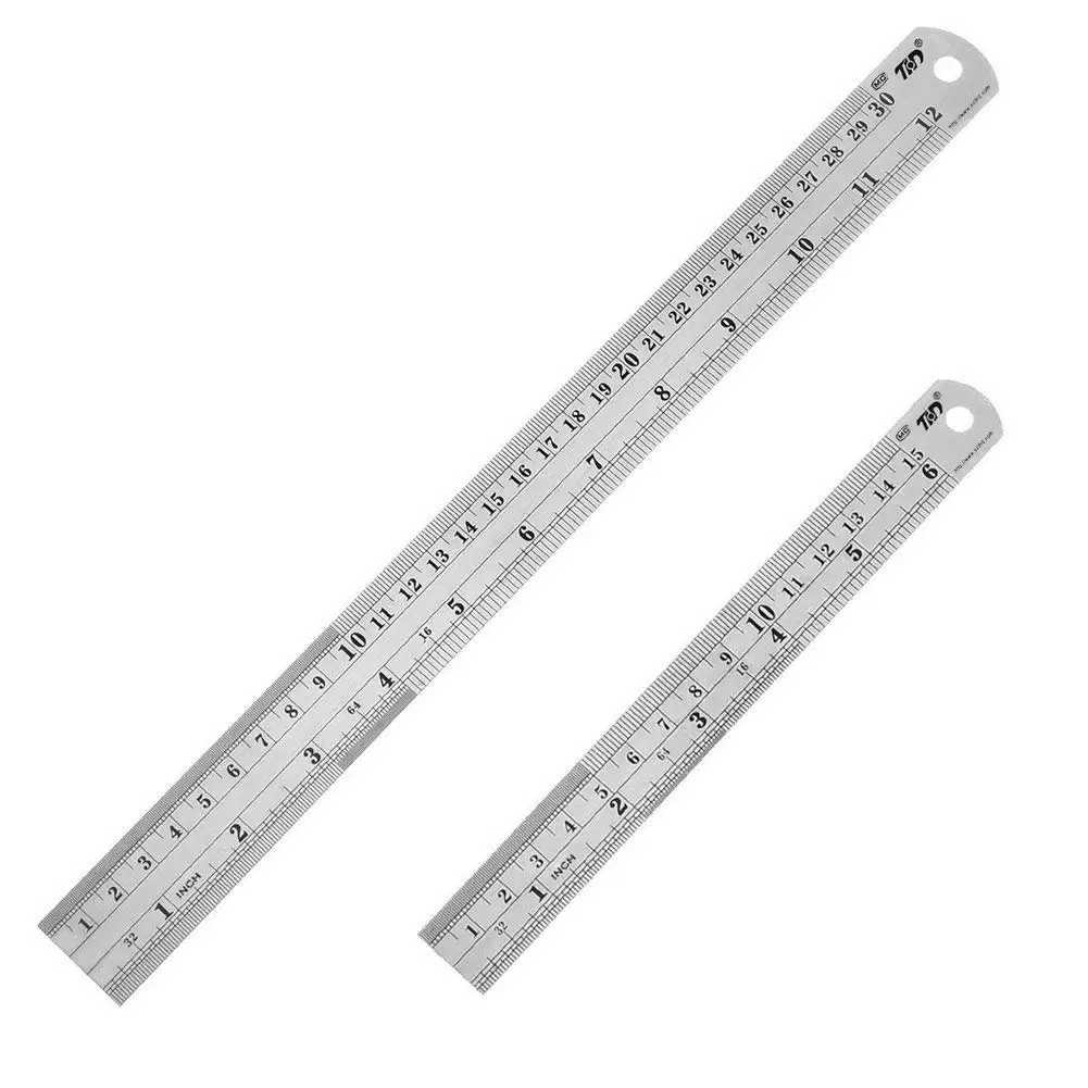 

Stainless Steel Ruler Set 12 Inch and 6 Inch Metal Rulers for Drawing and Measuring