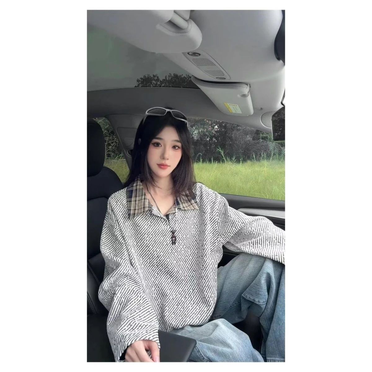 قميص رجالي بأكمام طويلة بنمط مربعات أمريكية وألوان متباينة، سترة بياقة، قميص خريفي بنمط خطوط مائلة أمريكية، قميص أساسي بتصميم...