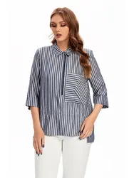Womens plus size woven round neck shirt belongs to the category of womens clothing