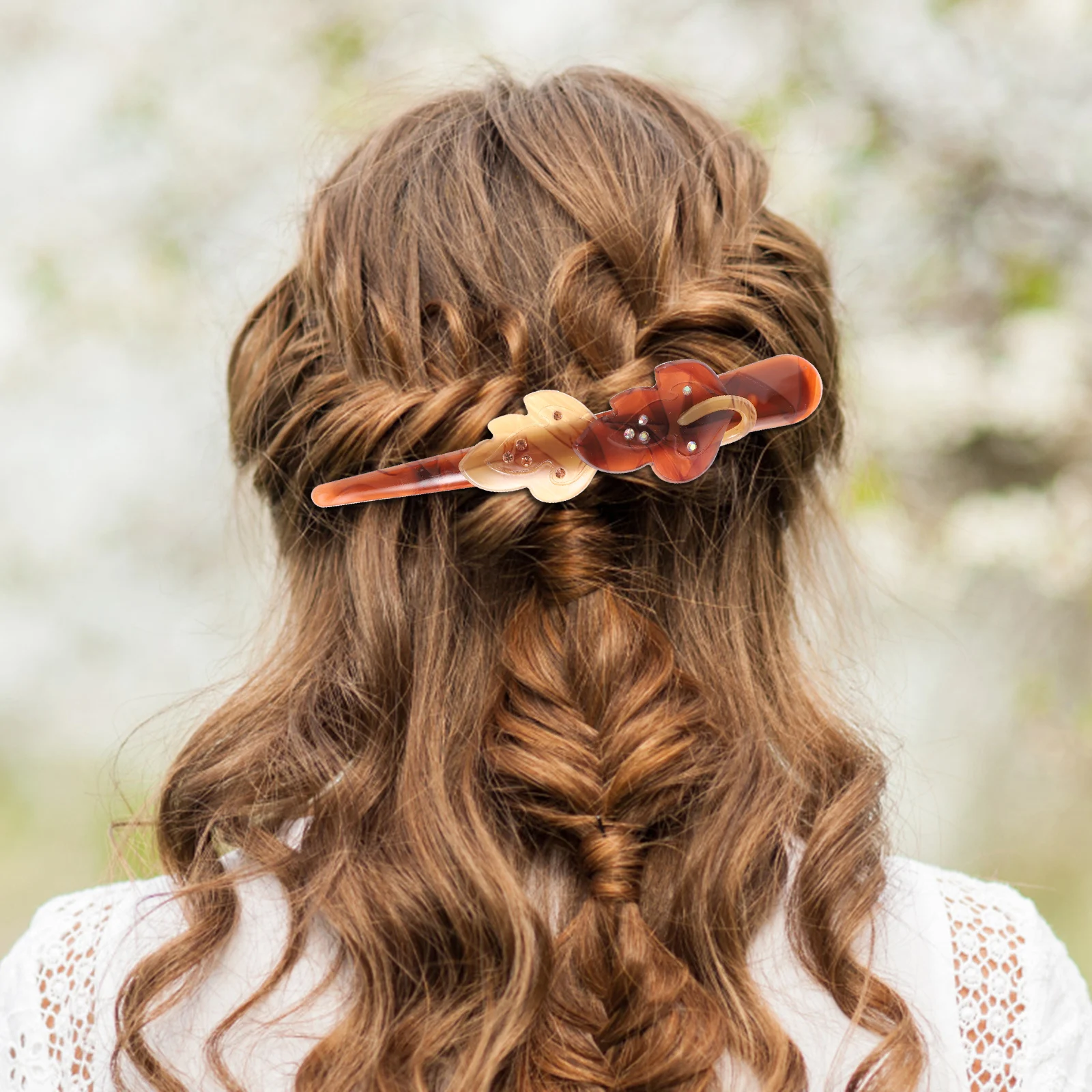 

3Pcs Acrylic Hair Clip Flower Decor Strong Tension Ponytail Holder Quick Fastener Durable Barrette for Work Party Beach