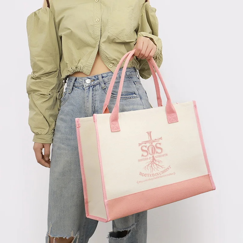 Bolsa de lona feminina, impressão colorida, grande capacidade, com um ombro, casual, bolsa de praia, interior, impermeável, na moda