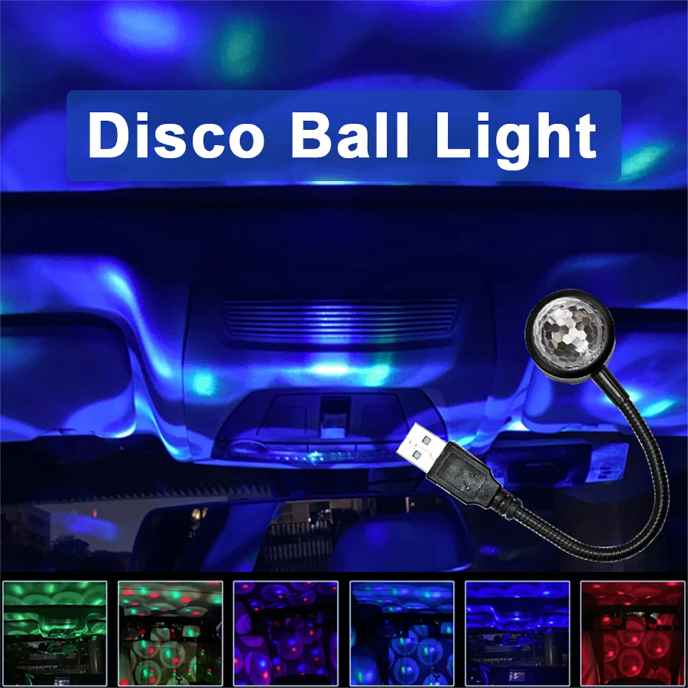 USB Stage Light Disco DJ Light RGB LED Projector Sound Activated Magic Ball Car Ceiling Light Atmosphere Lamp Home Party Light