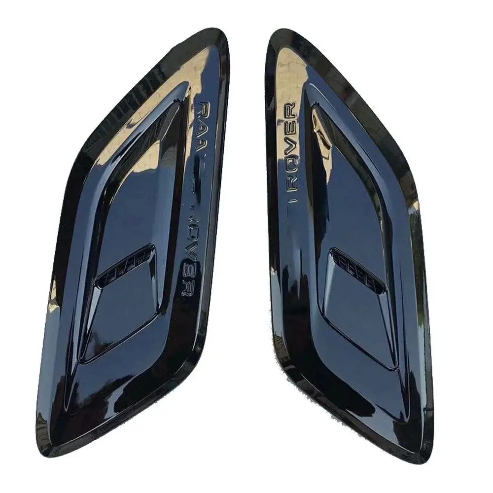 Black Front Hood Vent Trim Cover 2PCS Fits For Range Rover Sport L494 2018-2022 Direct Fit