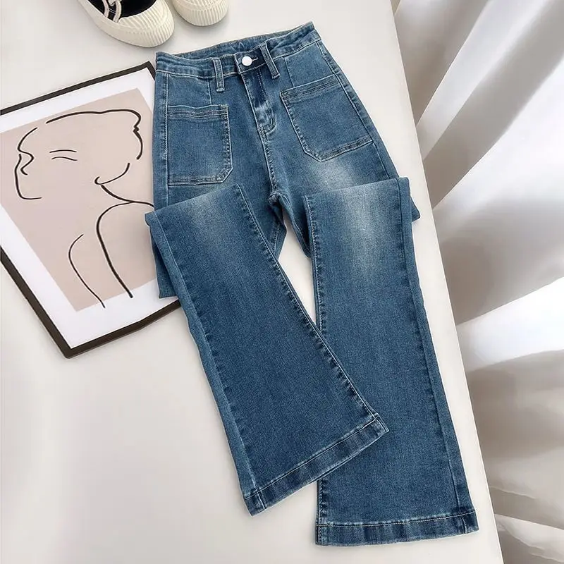 Jean Micro évasé rétro pour femmes, pantalon élastique amincissant taille haute, nouvelle collection automne et hiver