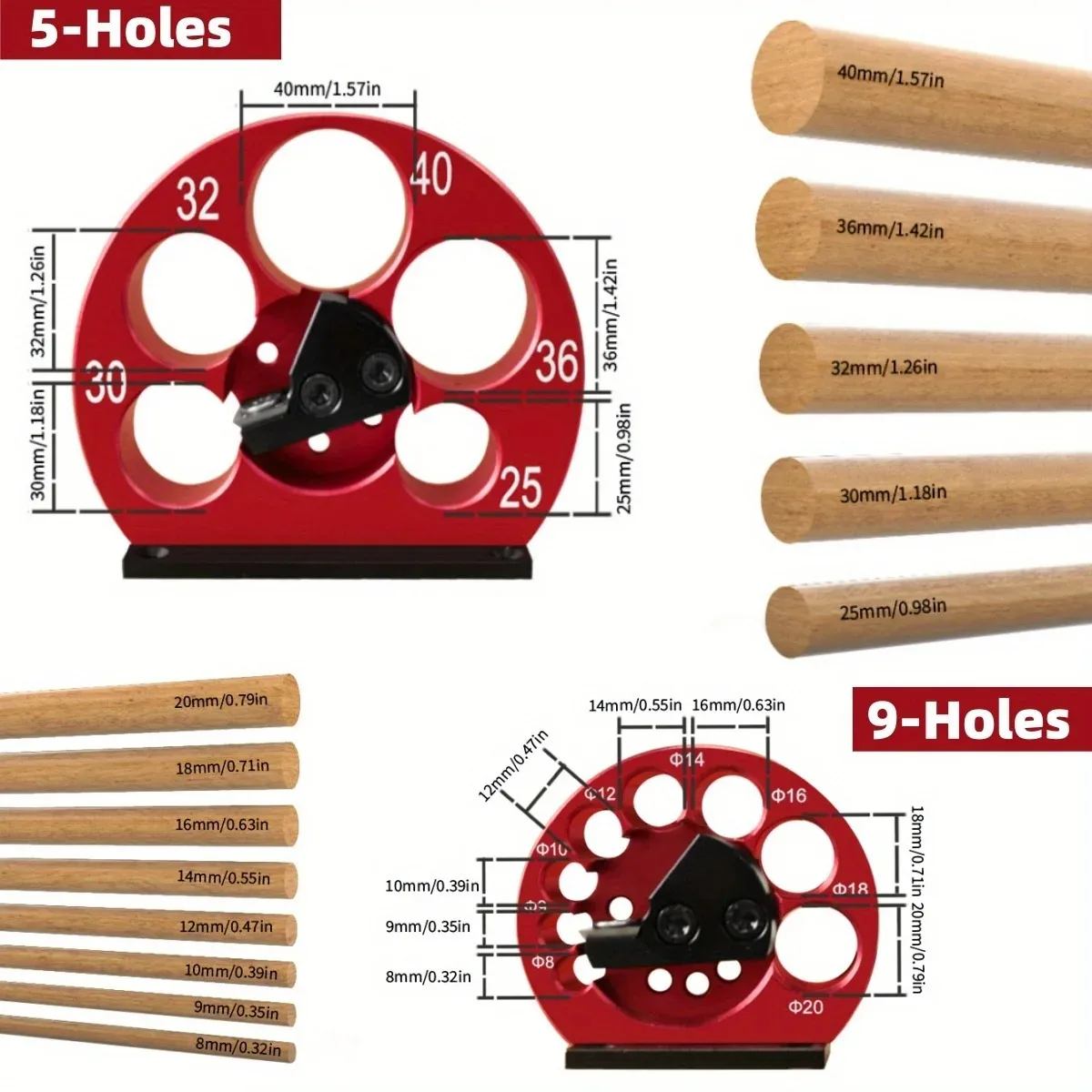 Drill Circle Cutter - Adjustable Size, for Rounding Wooden Dowels, Tenons, Rectangular Strips to Round Wood, Woodworking Tool