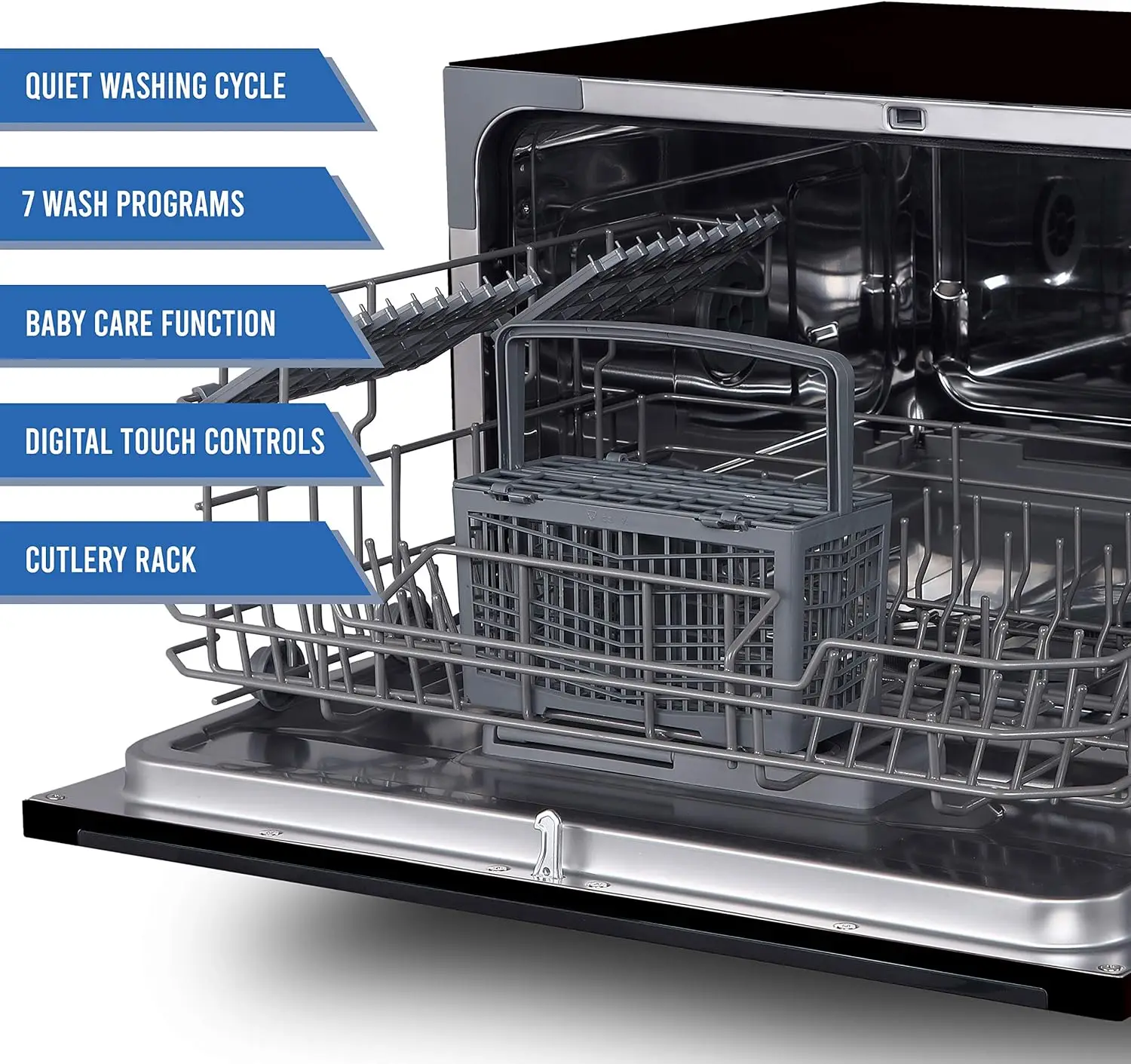 Countertop Dishwasher - 7-Program System for Home, RV, and Apartment - Wash Dishes, Glass, and Baby Products - Hookup R