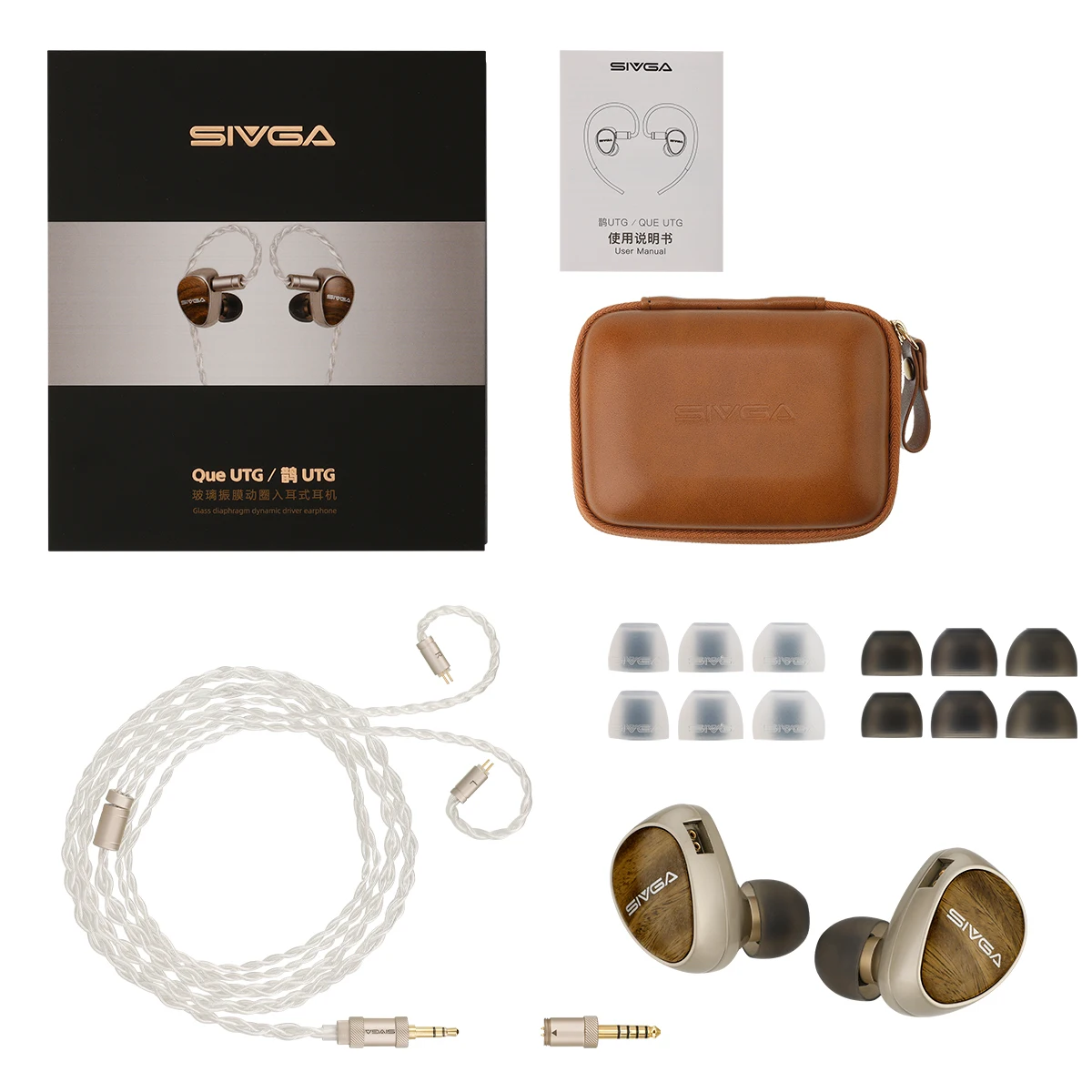 سماعة أذن SIVGA Que UTG IEM بغشاء زجاجي مسطح مع تصميم مريح وكابل قابل للفصل وتجويف سبائك الزنك عالي الدقة