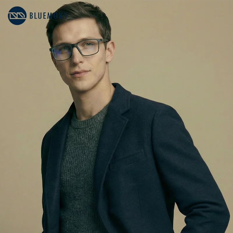 

BLUEMOKY Mens Non Prescription Eyeglasses Frame Square Plastic Professional Business Style Classic Frame