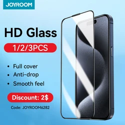Joyroom 1/2/3pcs HD Glass Screen Protector for iPhone 15 14 13 12 11 Pro Max Full Screen Tempered Glass Protection for iPhone 15